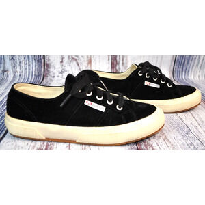 SUPERGA #S00AB50 Classic Black Velvet Lace Up Sneakers Women's Size 6.5 Men's 5